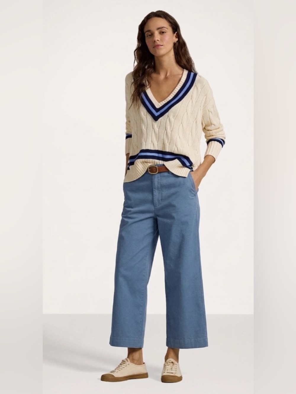 POLO RALPH LAUREN Cropped Wide Leg Blue Chino Pants